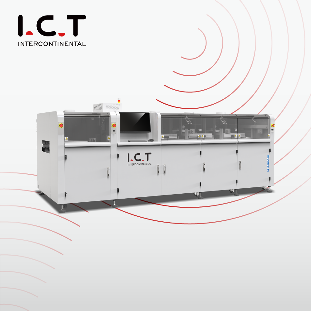 ICT-SS550P1 |دستگاه لحیم کاری موج انتخابی PCB آنلاین تمام اتوماتیک با 2 دیگ لحیم کاری 