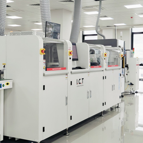 ICT-SS550P1 | دستگاه لحیم کاری موج انتخابی PCB آنلاین تمام اتوماتیک با 2 دیگ لحیم کاری 