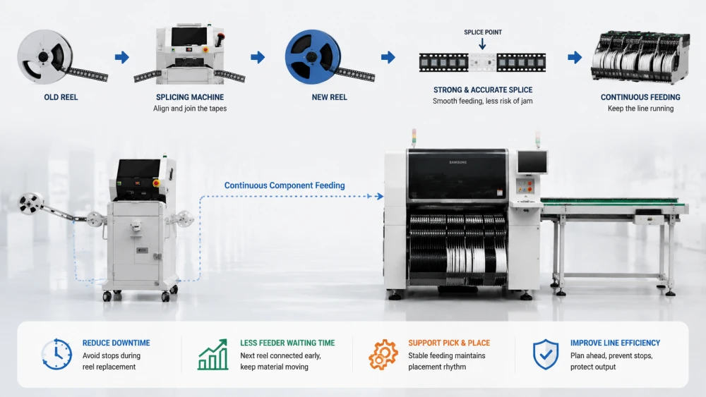 چگونه SMT Splicing Machines Feeding.webp را با اجزای پیوسته ایجاد می کنند